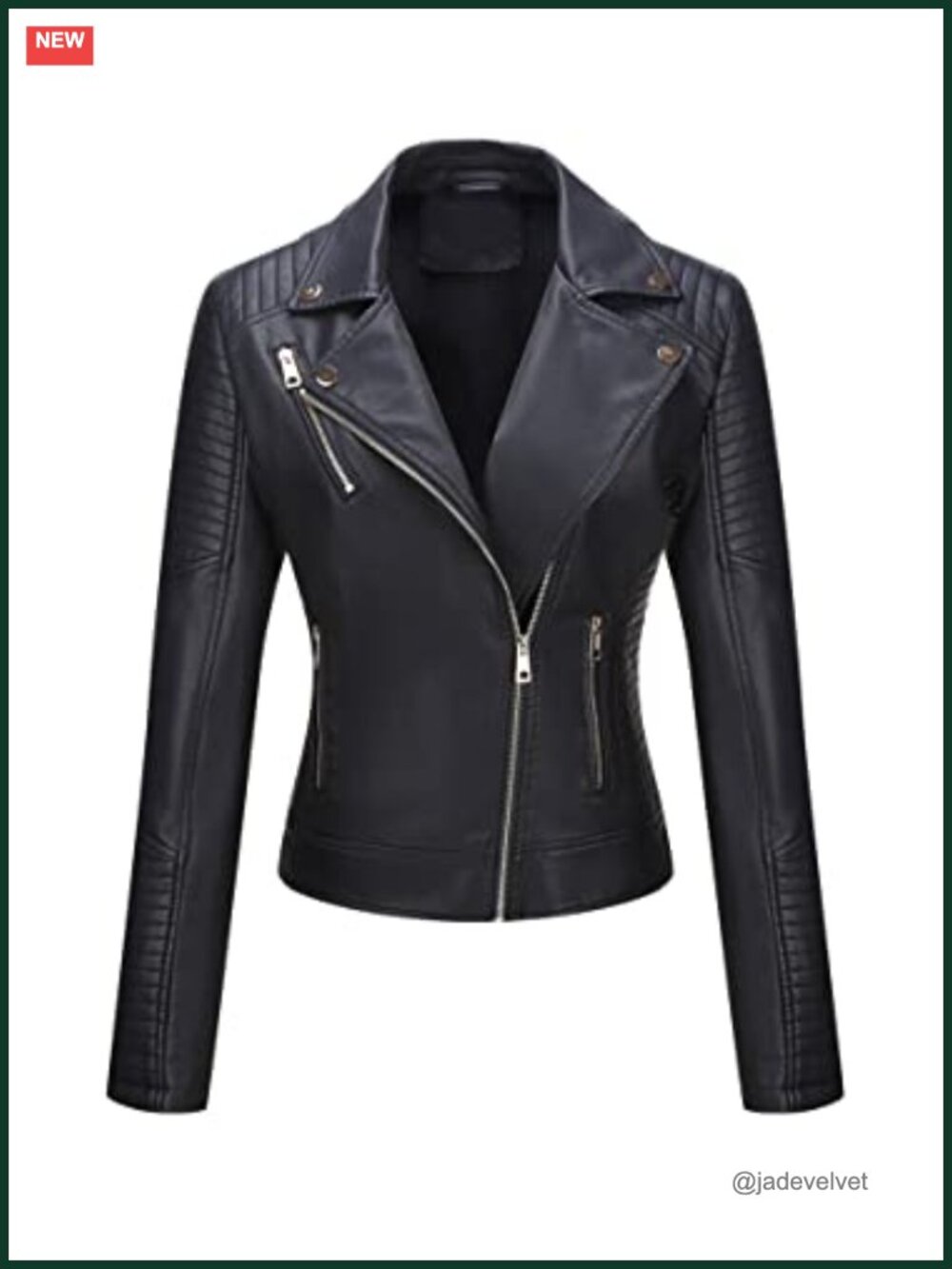 Faux Leather Moto Jacket Lightweight Biker Casual Zip Women's